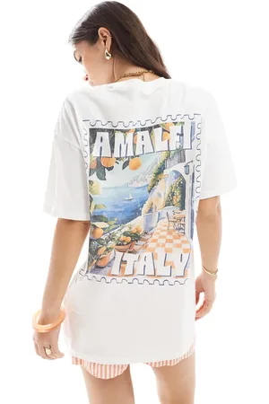 Miss Selfridge Oversized amalfi summer graphic tee in