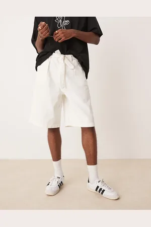 ASOS Long length jort with pleats and self tie in -White