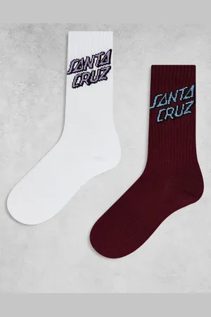 Santa Cruz Flutter Flash 2 pack socks in white and burgundy-Multi