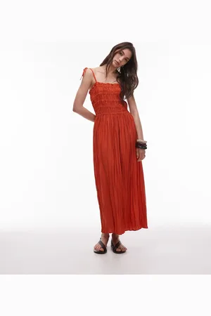 Topshop Technical crinkle ruched bust midi dress in