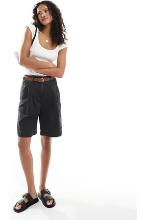 ASOS Denim bermuda shorts with belt in