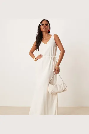 JDY Linen-blend tie maxi dress in