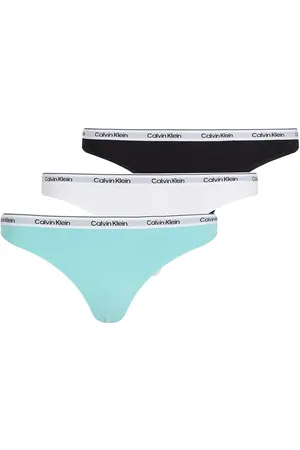 Calvin Klein Modern Logo 3 pack lingerie thongs in black/white/blue-Multi
