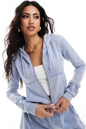 Kaiia Studio applique logo zip through cropped hoodie in (part of a set)