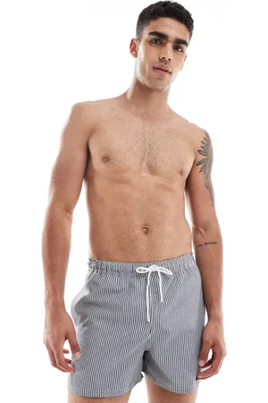 Pull&Bear Seersucker striped swim shorts in