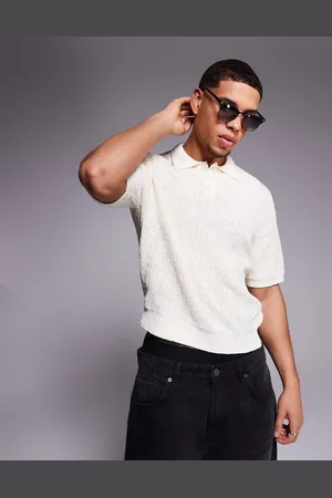 Bershka Knitted collar polo in ecru