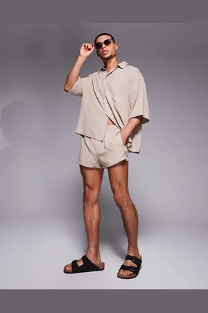 ASOS Linen blend shorts in super short length in -Brown