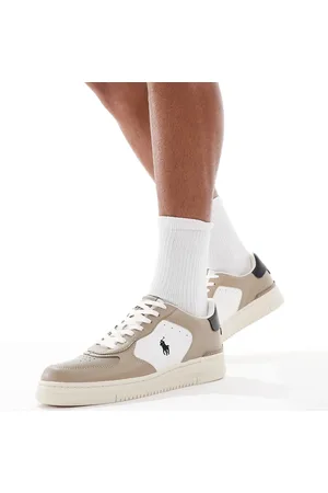Ralph Lauren Masters Court sneakers in white and dark beige