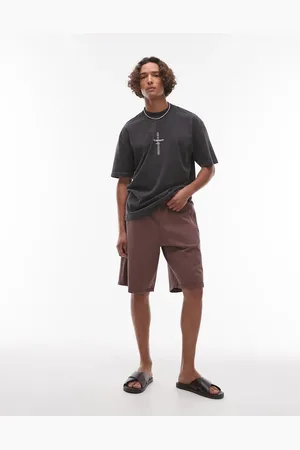 Topman Long shorts with textured panel in washed