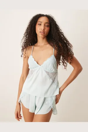 Abercrombie & Fitch Nightwear satin lace trim cami top in (Part of a set)