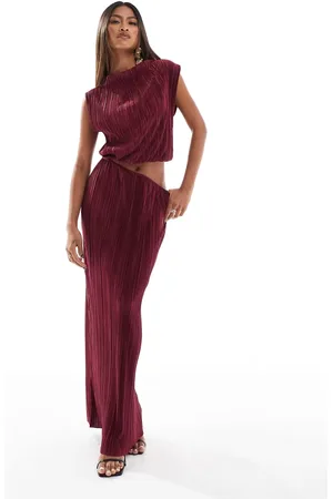 ASOS Plisse cutout detail maxi dress in -Red