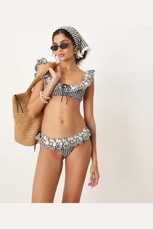 For Love & Lemons Daisy Lane bikini bottoms in mono gingham (part of a set)