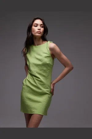 Topshop Aline cupro backless mini dress in -Green
