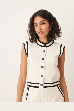Brave Soul Knitted waistcoat with black piping in (part of a set)