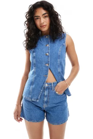 ASOS Denim longline A line shorts in (part of a set)