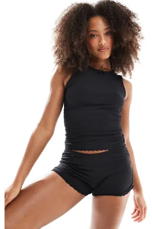 Cotton On Cotton On rib ruffle sleep shorts in (part of a set)