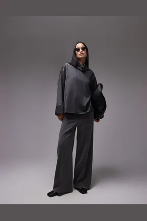 ARKET Tailored blouse with high neck and volume sleeves in
