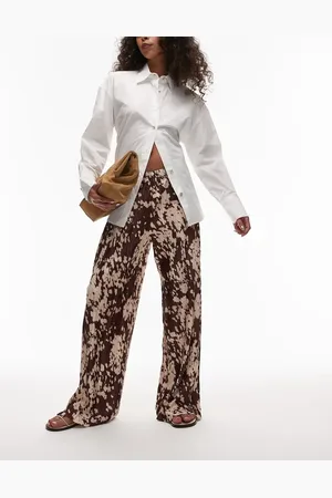 Topshop Abstract animal print plisse pants in