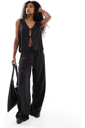 VERO MODA Fluid wide leg pants in black (part of a set)