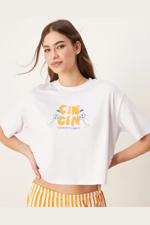 Urban Threads Oversized cropped tee with summer print (part of a set)