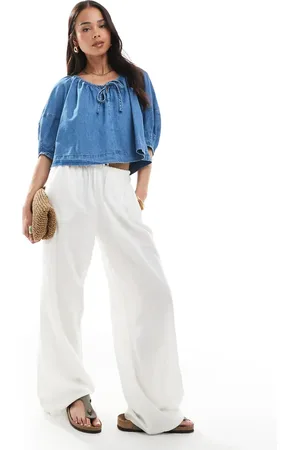 ASOS Lightweight denim top with tie front in