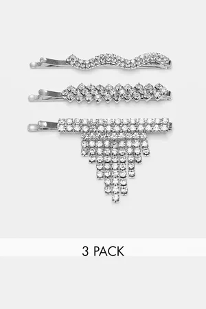 Topshop 3 pack crystal cupchain hair slides in