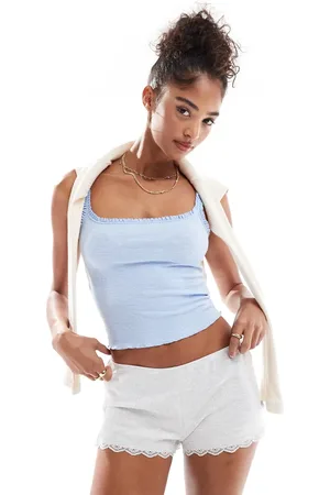Cotton On Cotton On waffle lace edge boyshorts in grey marl