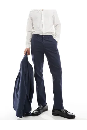 JACK & JONES Premium linen mix slim fit pants in navy