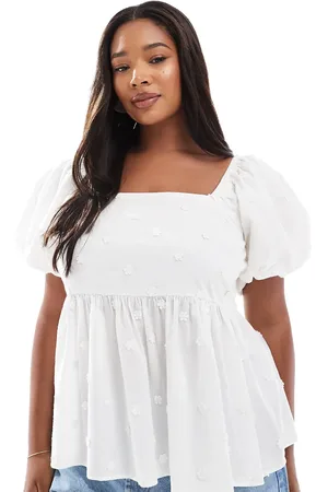 New Look New Look Curve puff sleeve milkmaid top in