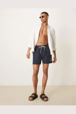Calvin Klein Drawstring logo swim shorts in navy