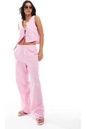 ONLY Wide leg boxer detail pants co-ord in pink gingham