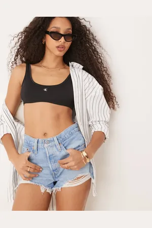 Calvin Klein Patch logo bikini bralet in black