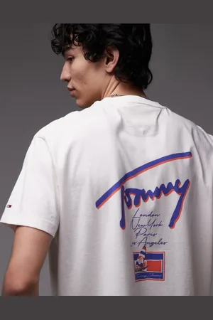 Tommy Hilfiger Signature back print t-shirt in white and purple