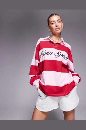 Kaiia Sport oversized rugby shirt in stripe-Multi