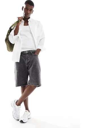 JACK & JONES Alex baggy denim shorts in black wash