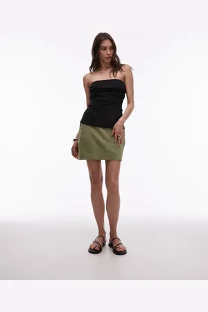 Topshop Real suede pelmet mini skirt in (part of a set)-Green