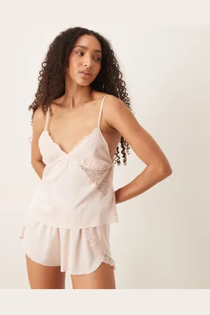 Abercrombie & Fitch Nightwear satin lace trim cami top in (Part of a set)