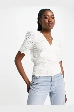 Morgan Cutwork wrap detail top in
