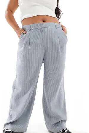 COLLUSION Plus relaxed wide leg pants in woven stripe-Multi
