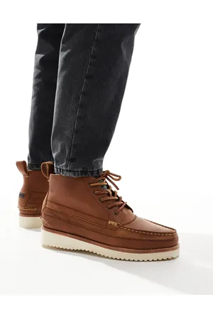 Ralph Lauren Ranger lace up boots in tan-Brown