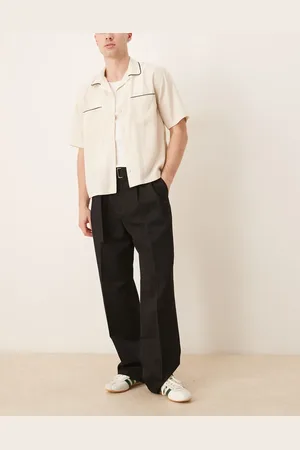 ASOS Smart belted wide leg pants with double pleats in