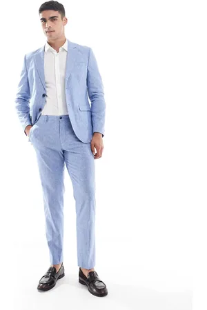 JACK & JONES Premium linen mix suit pants in blue