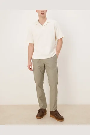 ASOS Linen rich slim pants with elasticated waist in -Green