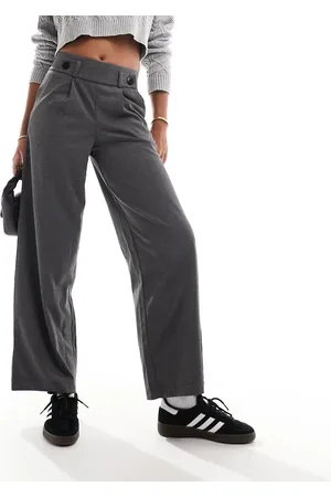 JDY High waisted crop wide leg tailored pants in dark grey