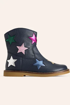 Boden Ankle Boots-French Navy Stars Girls