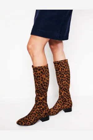 Boden Flat Stretch Knee Boots-Leopard Women