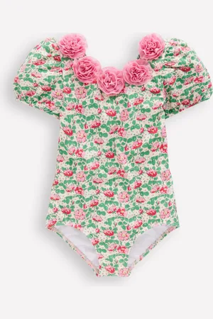 Boden Pretty Scoopback Swimsuit-Chalk Pink Wild Rose Girls