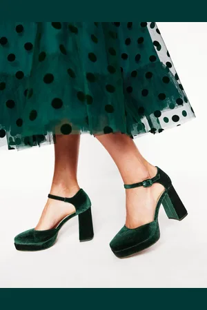 Boden Closed Toe Platforms-Green Velvet Women