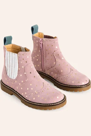 Boden Leather Chelsea Boots-Cosmos Pink Stars Girls