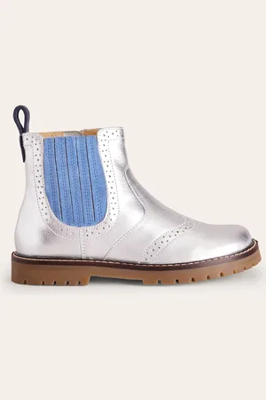 Boden Leather Chelsea Boots-Silver Girls